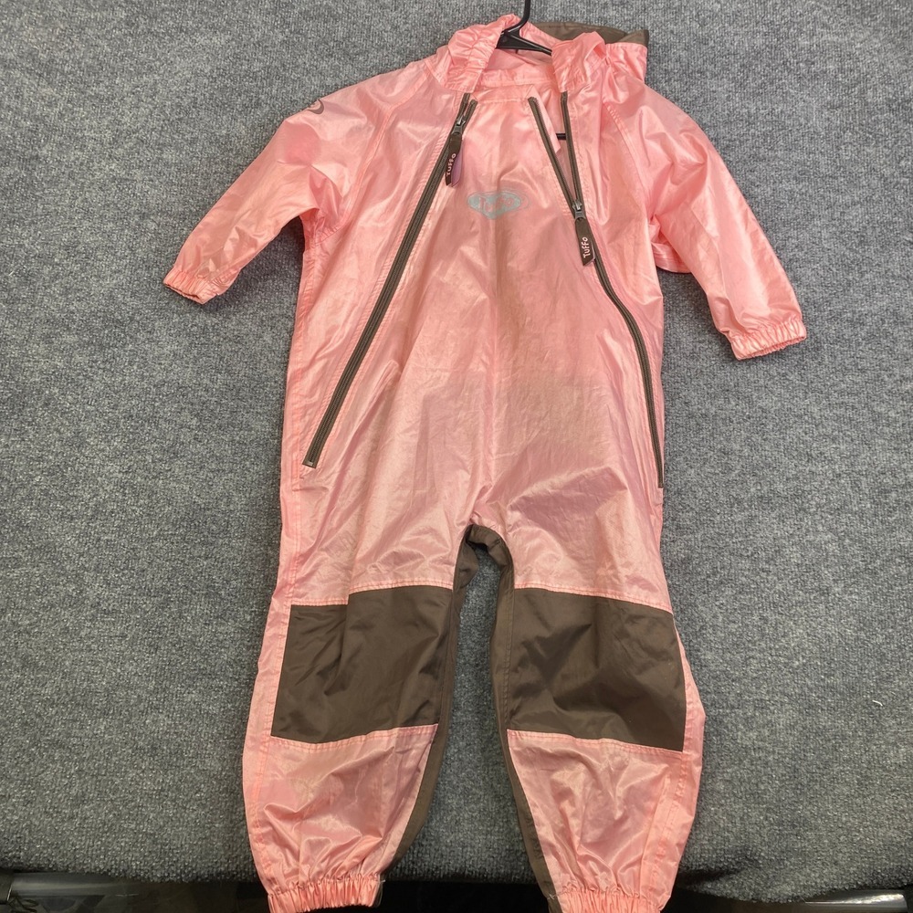 Tuffo Muddy Buddy Pink Brown Waterproof Rain Suit Coverall Kids 3T